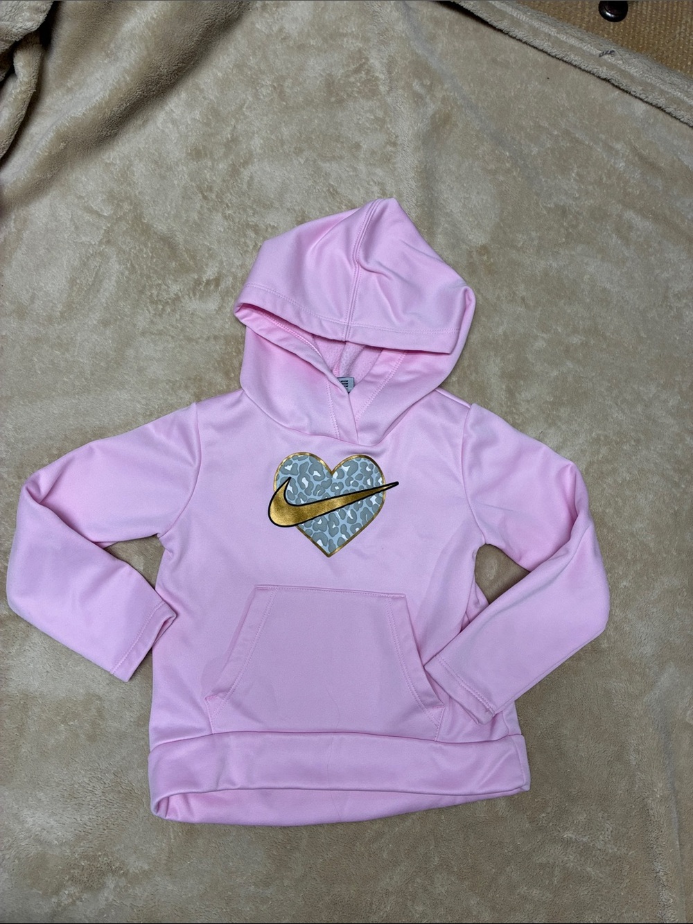 Nike Pink Hoodie with Gold Swoosh Heart